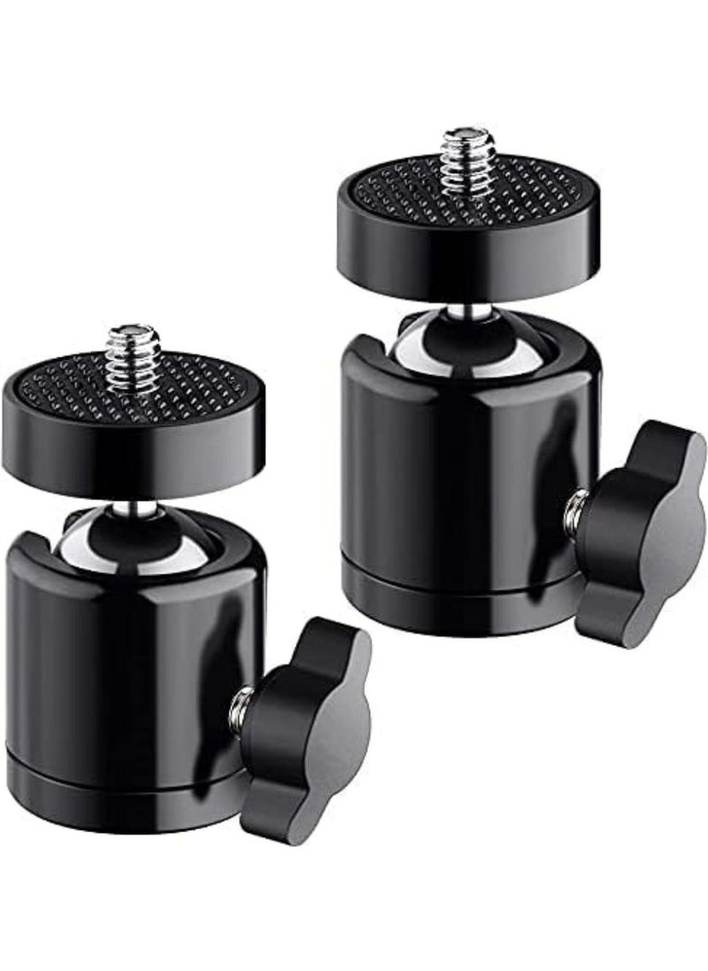 Oasisgalore Universal Mini Ball Head Tripod Mount (2 Pack) - 1/4" with 360° Swivel for DSLR Cameras and Accessories  - Image 1