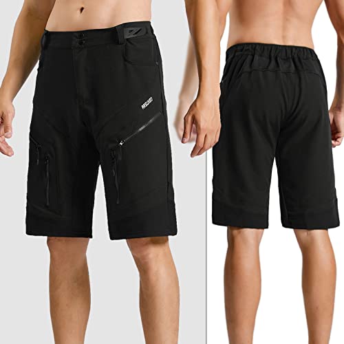 ARSUXEO Men's Loose Fit Cycling Shorts Mountain Bike Shorts Water Ressistant 1903 Black Size XX-Large - Image 5