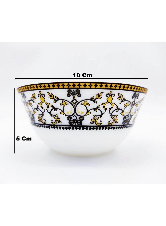 La Opala Diva Sovrana Collection Opal Glass Crockery | Vegetable Bowl 180 ml Set of 6 Moroccan Gold | Bowls for dal & condiments | Microwave Safe | 100% Vegetarian | Extra Strong | Super Light & White - Image 5