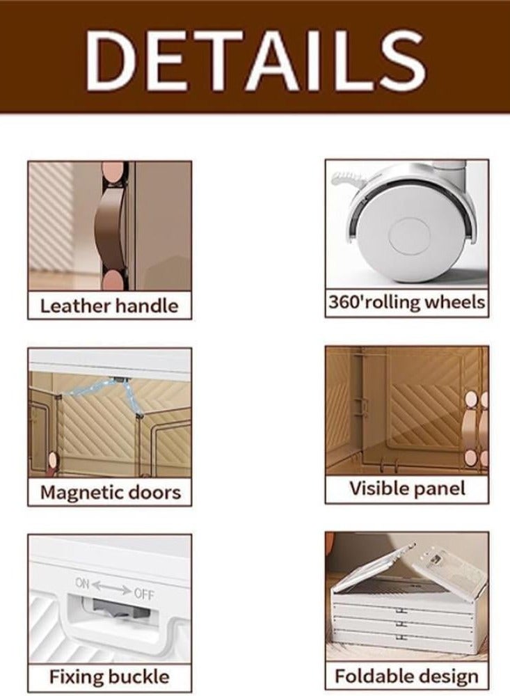 Foldable Plastic Storage Box 5 layers With Wheels and Doors,XLarge Storage Bin with Lid Organizers Stackable Storage Bins, Closet Organizers Double Door Magnetic - Image 4