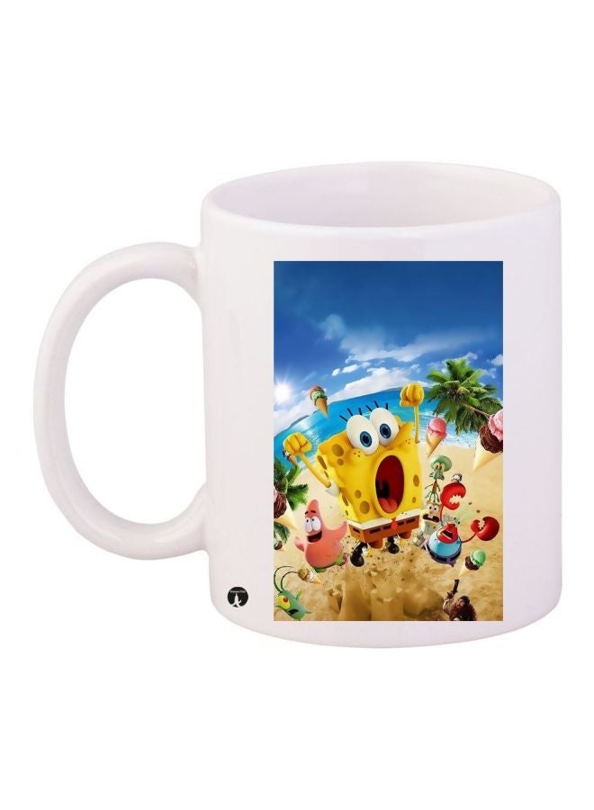 SpongeBob SquarePants Printed Coffee Mug White/Yellow/Blue 11ounce