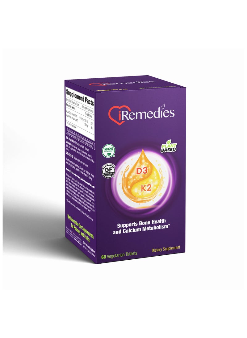iRemedies iRemedies iVitamins D3 & K2 - Synergistic Support for Bone and Cardiovascular Health - 60 Tablets  - Image 3