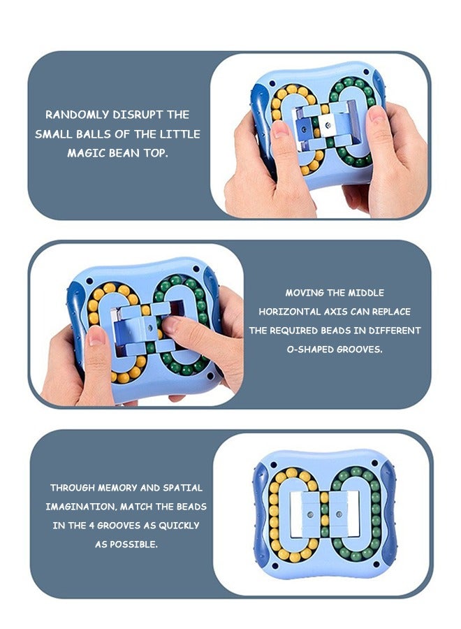 بيوند مكعب روبيك الدوار، مكعب روبيك الفاصوليا السحرية الدوارة بأطراف الأصابع، لعبة ألغاز لعبة الدماغ للأطفال والكبار، لعبة تحفيز الدماغ (أزرق) - Image 4