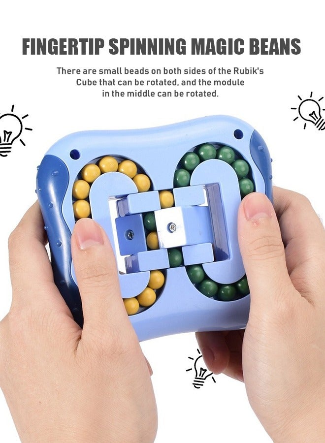 بيوند مكعب روبيك الدوار، مكعب روبيك الفاصوليا السحرية الدوارة بأطراف الأصابع، لعبة ألغاز لعبة الدماغ للأطفال والكبار، لعبة تحفيز الدماغ (أزرق) - Image 3