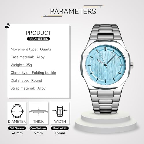 BARAMON Wrist Watches for Men, Nautilus Stainless Steel Quartz Movement Date Luxury Style Men's Luminous Hands Casual Business Watches - Image 2