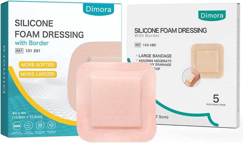 Dimora Large Bandage Ultra Soft Wound Dressing  Ultra Soft Silicone Foam Dressing 4x4 - Image 1