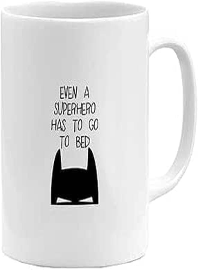 RYN PRINTED DESIGN Batman Super Hero Printed Coffee Mug White/Black 11ounce