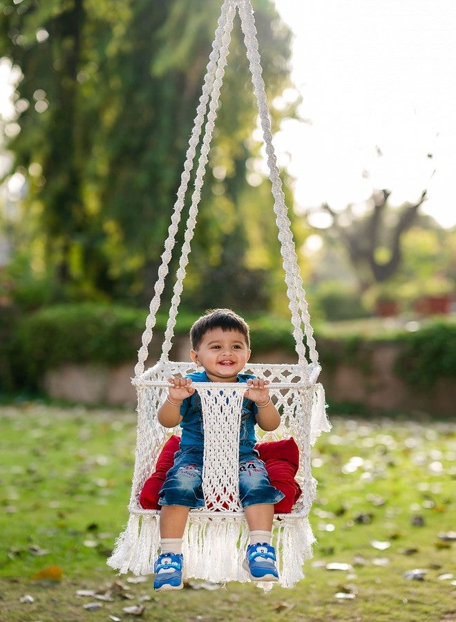 Patiofy Premium Baby Swing | Hanging Swing for Kids | Jhula | Suitable for Indoor and Outdoor | Weight Capacity 10-15 Kg | Portable | Age Group 8-15 Years (White-Square) - Image 1