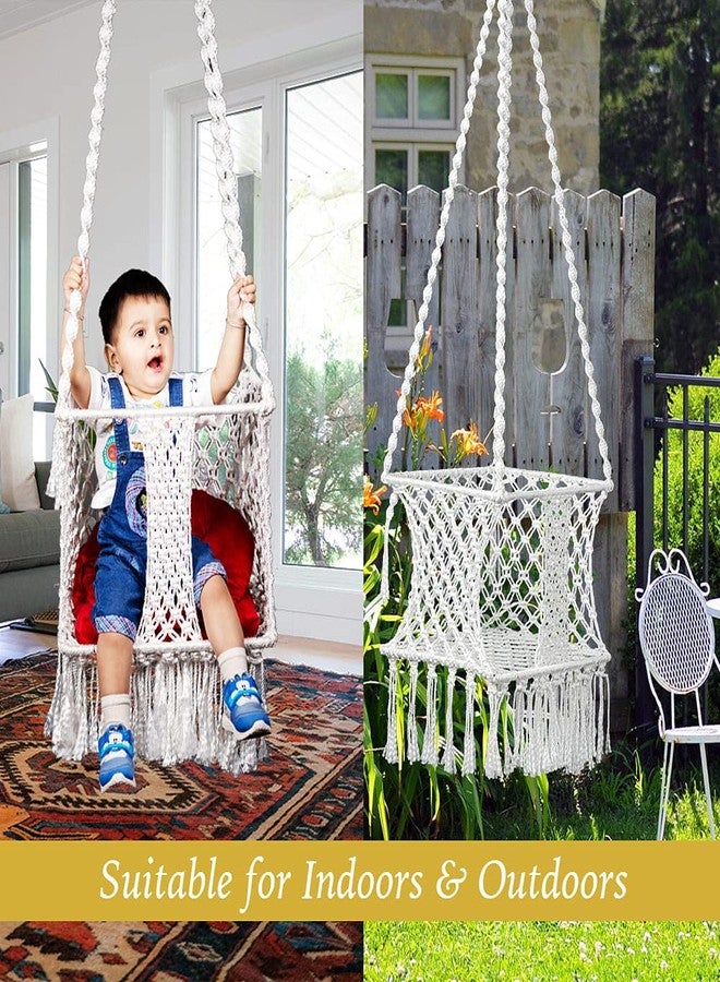 Patiofy Premium Baby Swing | Hanging Swing for Kids | Jhula | Suitable for Indoor and Outdoor | Weight Capacity 10-15 Kg | Portable | Age Group 8-15 Years (White-Square) - Image 4
