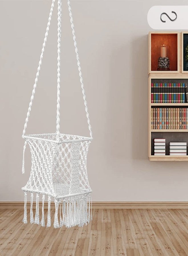 Patiofy Premium Baby Swing | Hanging Swing for Kids | Jhula | Suitable for Indoor and Outdoor | Weight Capacity 10-15 Kg | Portable | Age Group 8-15 Years (White-Square) - Image 2