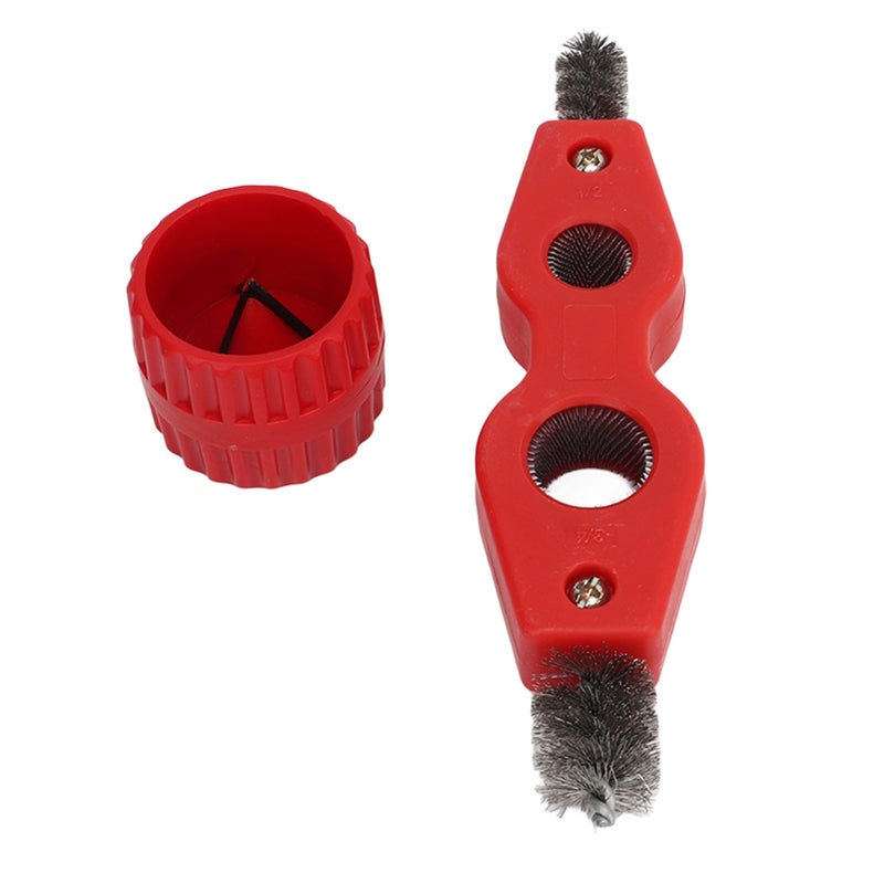 Red Color Copper Pipe Cleaner Reamer with Pipe Cleaning Brush Copper Pipe Polishing Chamferer Kit - Image 2
