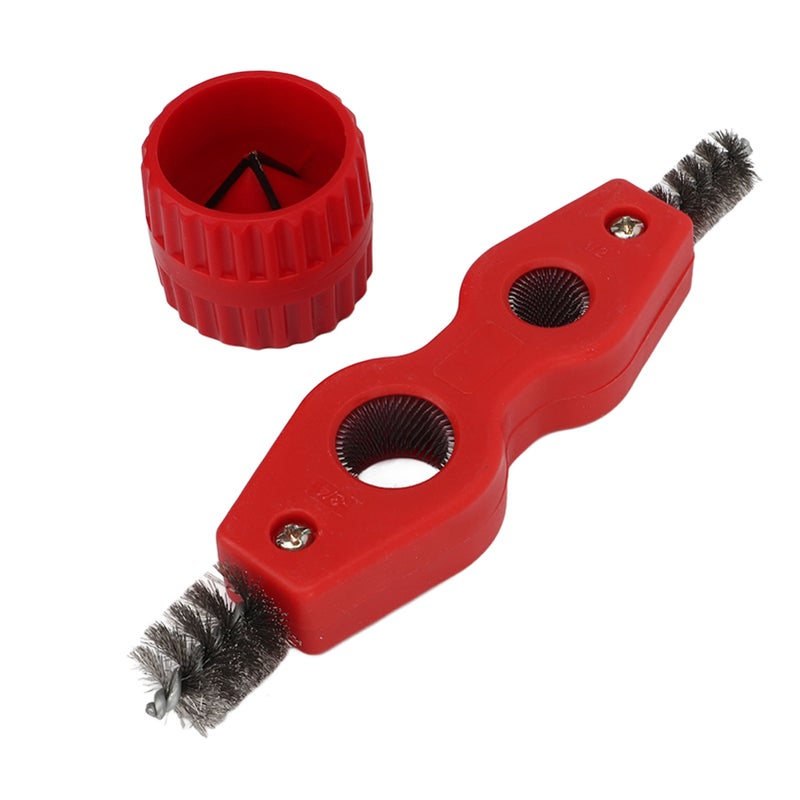 Red Color Copper Pipe Cleaner Reamer with Pipe Cleaning Brush Copper Pipe Polishing Chamferer Kit - Image 1