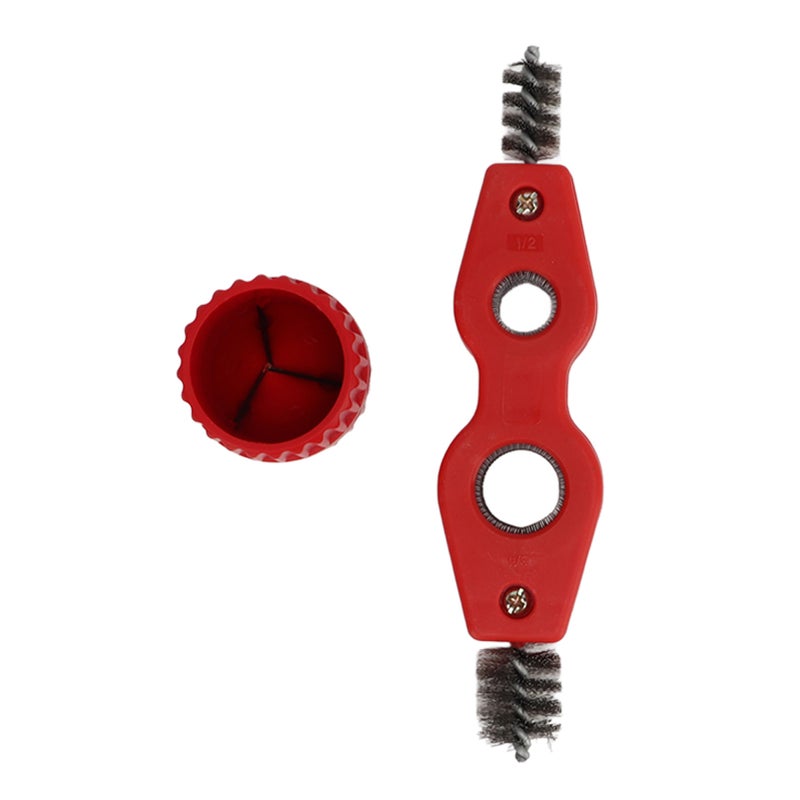 Red Color Copper Pipe Cleaner Reamer with Pipe Cleaning Brush Copper Pipe Polishing Chamferer Kit - Image 3