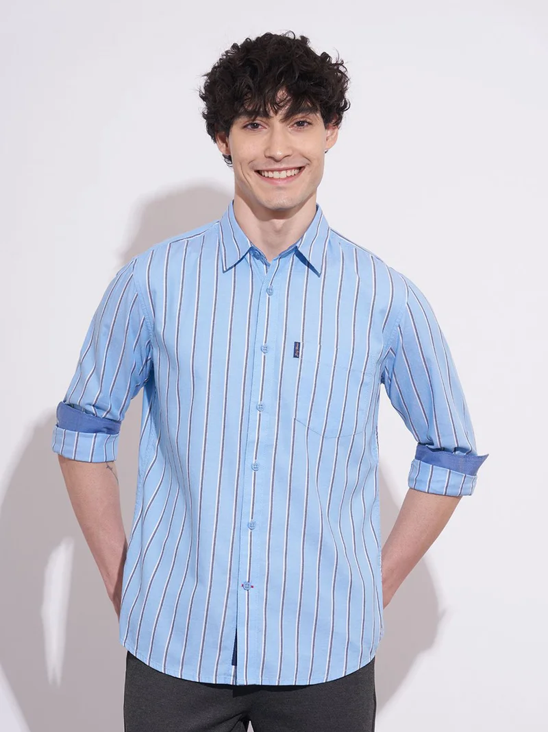Being Human Regular Fit Striped Cotton Spread Collar Casual Shirt