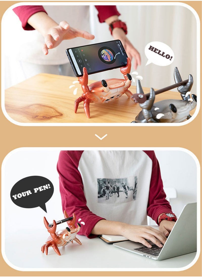 MissTiara - 2 in 1 Creative Bluetooth Speaker and Mobile Phone Stand, Crab Shape Bracket 360 Degree Surround Speaker Creative Desktop Decoration - Image 1