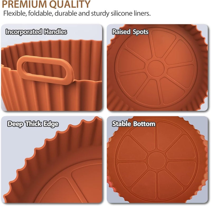 HAPYSA Air Fryer LinersRound Silicone Basket Baking Tray 8 Inch Reusable Baking Tray Oven AccessoriesAir Fryer Basket Bowl with Ear HandlesEasy to Clean Multicolor 3 - Image 3