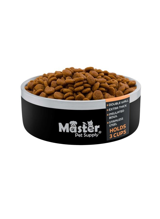 Master Pet Supply Stainless Steel Dog Bowls - 25 oz, Heavy Duty - Black Velvet, Double Wall Extra-Thick Insulated, Non-Slip Pet Water Bowl for Dogs, Cats & Pets, Anti Rust Metal, Dish Washer Safe - Image 1