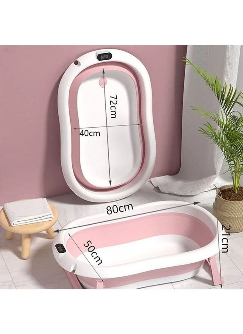 Rock Pow - Baby Folding Bathtub, Foldable Baby Bathtub with Temperature Sensing,Portable Safe Shower Basin with Support Pad for Newborn/Infant/Toddler,Sitting Lying Large Safe - Image 1