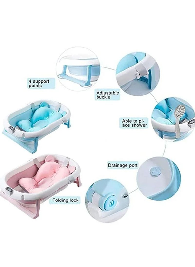 Rock Pow - Baby Folding Bathtub, Foldable Baby Bathtub with Temperature Sensing,Portable Safe Shower Basin with Support Pad for Newborn/Infant/Toddler,Sitting Lying Large Safe - Image 1