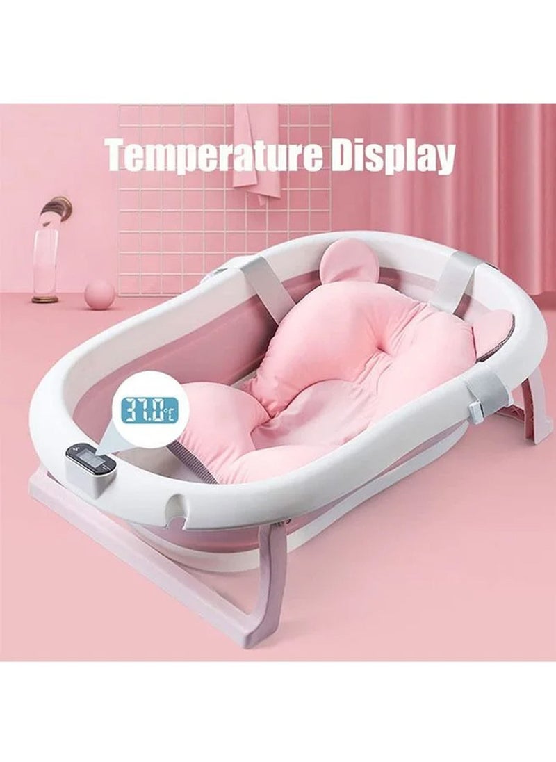 Rock Pow - Baby Folding Bathtub, Foldable Baby Bathtub with Temperature Sensing,Portable Safe Shower Basin with Support Pad for Newborn/Infant/Toddler,Sitting Lying Large Safe - Image 1
