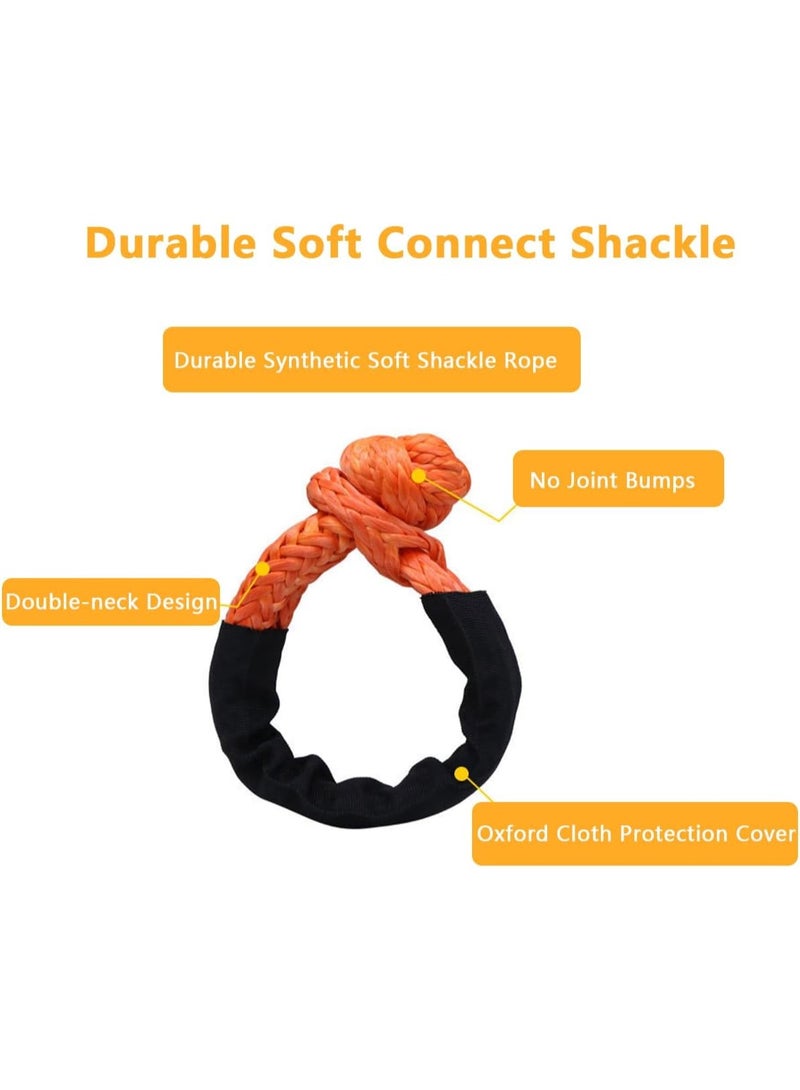 Synthetic Soft Shackle Rope Rugged Off Road Connect Shackle, 1.5x56cm Truck Recovery Rope Kit 17T Break Strength Lightweight with Protective Sleeve for Towing 4X4 ATV SUV Sailing Boating Trailer, 2PCS - Image 2