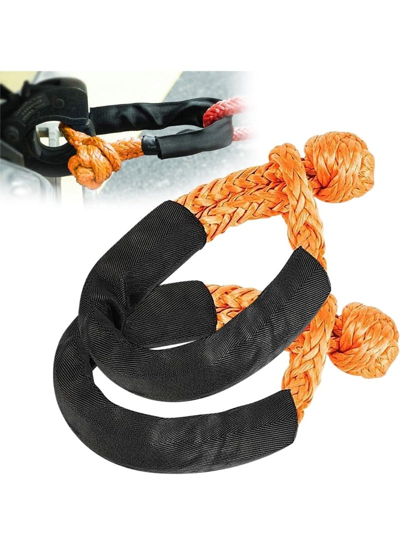 Synthetic Soft Shackle Rope Rugged Off Road Connect Shackle, 1.5x56cm Truck Recovery Rope Kit 17T Break Strength Lightweight with Protective Sleeve for Towing 4X4 ATV SUV Sailing Boating Trailer, 2PCS - Image 1