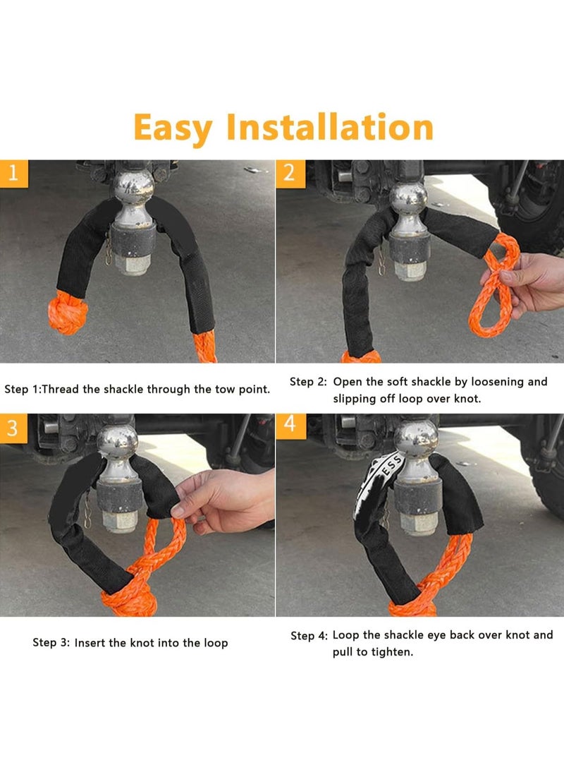 Synthetic Soft Shackle Rope Rugged Off Road Connect Shackle, 1.5x56cm Truck Recovery Rope Kit 17T Break Strength Lightweight with Protective Sleeve for Towing 4X4 ATV SUV Sailing Boating Trailer, 2PCS - Image 4