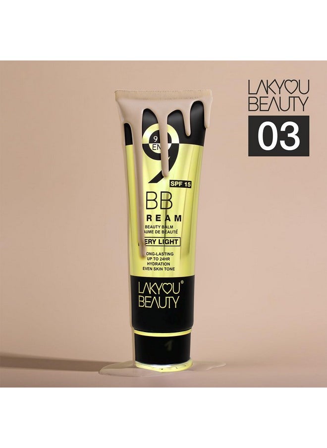 LAKYOU BEAUTY 9 In 1 Bb Cream | Light Weight | Long Lasting | Up To 24Hrs Hydration | Even Skin Tone | Spf-15 | Shade-03(Natural Beige) | 80G  - Image 3