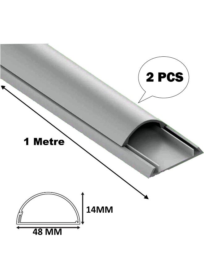 Biella 2Pcs Grey 14X48Mm Pvc Floor Trunking With Self-Adhesive Red Sticker - Paintable Cable Management And On-Wall Wire Cover, 1 Meter - Image 2