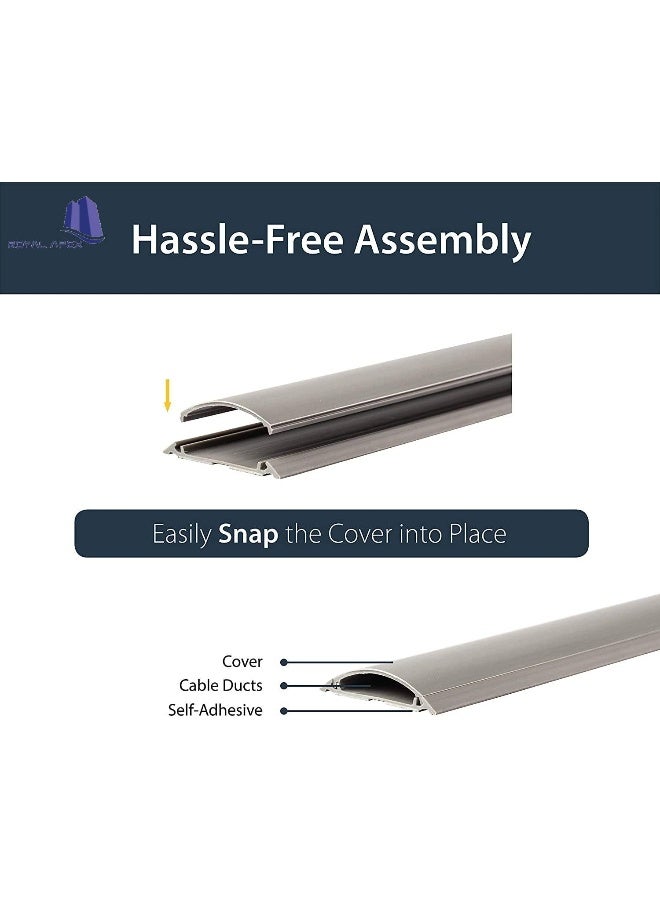 Biella 2Pcs Grey 14X48Mm Pvc Floor Trunking With Self-Adhesive Red Sticker - Paintable Cable Management And On-Wall Wire Cover, 1 Meter - Image 4