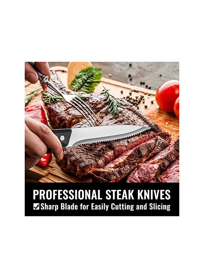 S-TOP 24 Pcs Silverware Set with Steak Knives Service for 4,Stainless Steel Flatware Set,Mirror Polished Cutlery Utensil Set,Home Kitchen Eating Tableware Set,Include FoKnife Spoon Set - Image 2