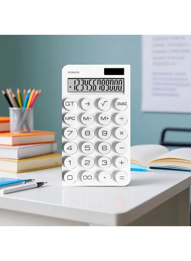 الآلة الحاسبة المالية البيضاء تعمل بالطاقة الشمسية محمولة متعددة الوظائف للمكتب والدراسة - Image 1