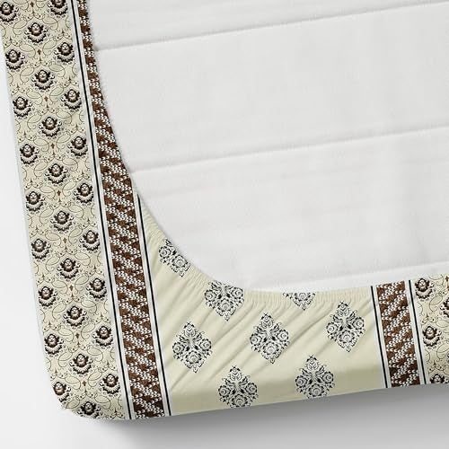 AMEYAA Premium Heavy Cotton Elastic Fitted Bedsheets with 2 King Size Pillow Covers || Double Bed with All Around Elastic 350 TC || 72 x 78 Inch King Size Fitted || - Coffee - Image 3