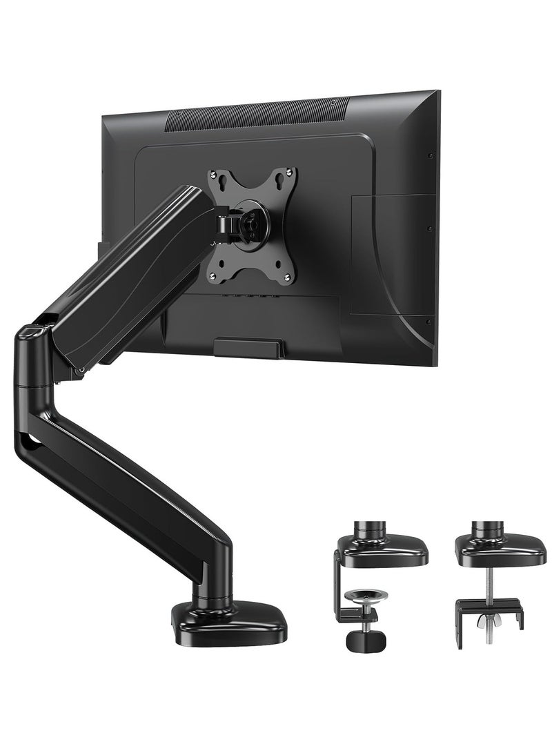 JAJEEK Single Monitor Arm for 13-32 Inch Monitors, Gas Spring Arm with 360° Rotation, VESA 75x75/100x100mm, C-Clamp & Grommet Base, Adjustable Stand for Monitors up to 8KG  - Image 1