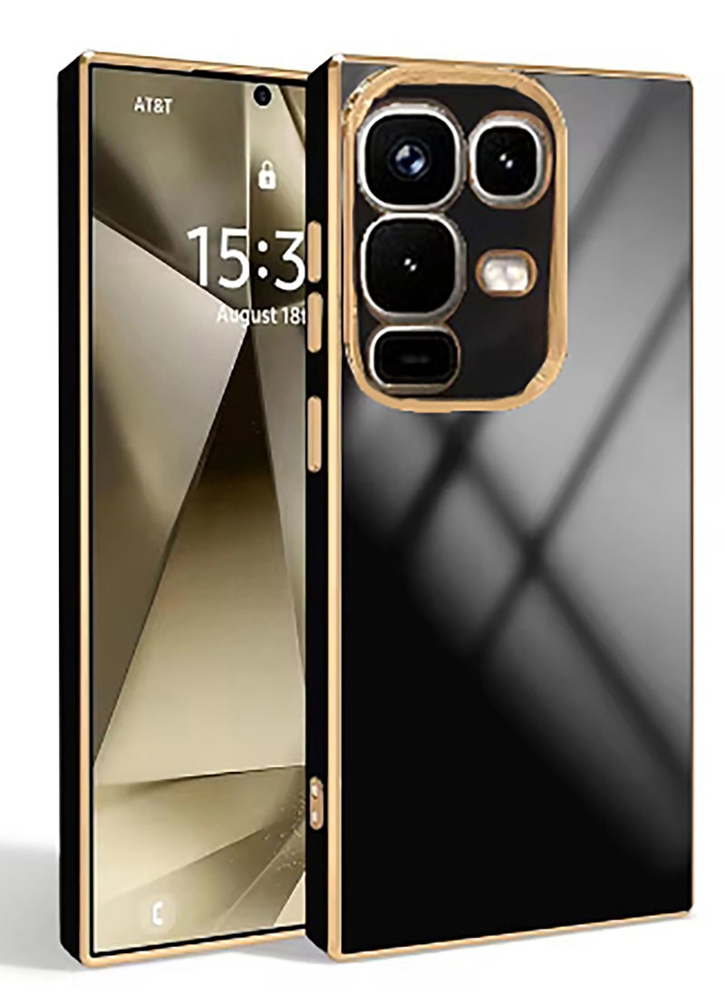 Compatible with Infinix Note 50/Infinix Note 50 pro phone case, smooth gold chrome, black lightweight, smooth shock-proof full protection Infinix Note 50/Infinix Note 50 pro phone case - black