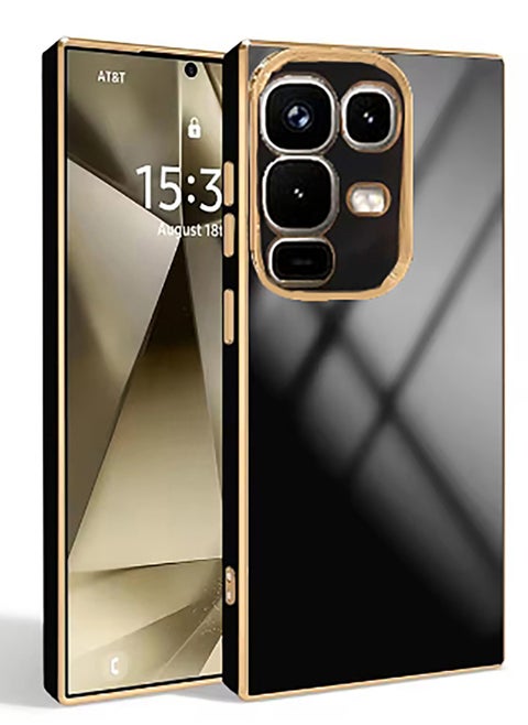 Compatible with Infinix Note 50/Infinix Note 50 pro phone case, smooth gold chrome, black lightweight, smooth shock-proof full protection Infinix Note 50/Infinix Note 50 pro phone case - black