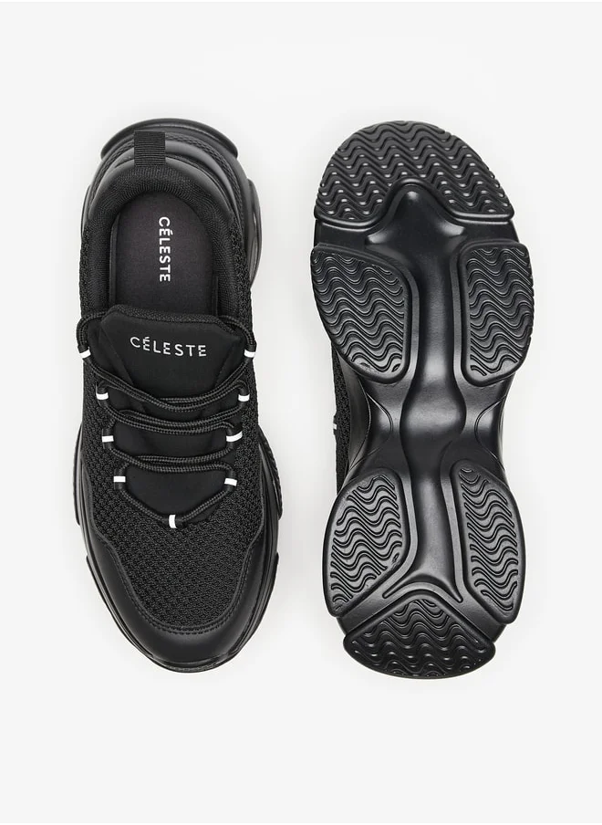 Celeste Women's Monotone Sneakers with Chunky Sole and Lace-Up Closure