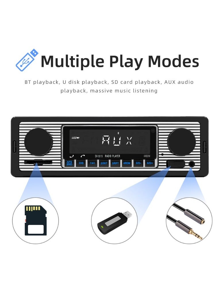 Classic Single DIN Car Stereo with Bluetooth, FM Radio, MP3 Player, USB/SD/AUX, Hands-Free Calling & Voice Control - Image 2