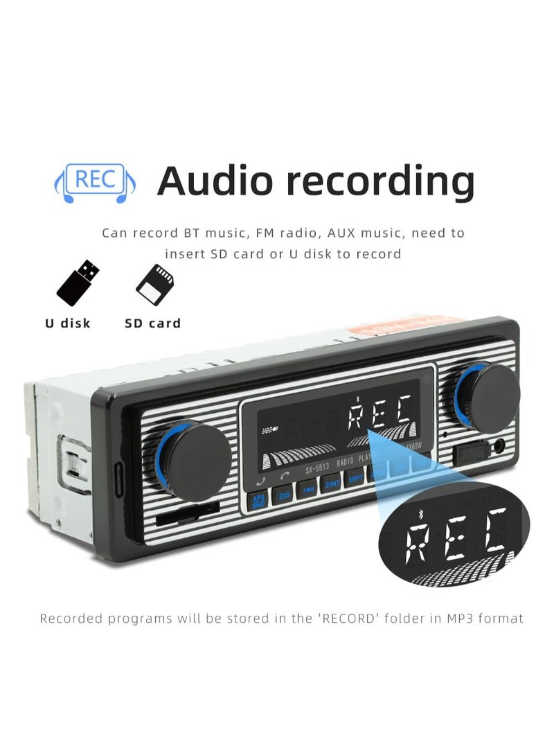 Classic Single DIN Car Stereo with Bluetooth, FM Radio, MP3 Player, USB/SD/AUX, Hands-Free Calling & Voice Control - Image 5