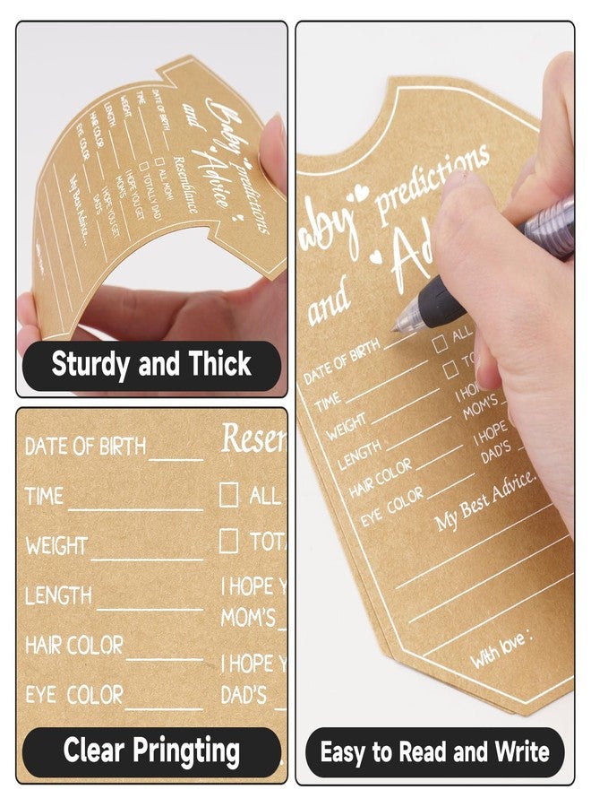 G2PLUS 50PCS Baby Advice Cards, Onesie Baby Shower Predictions and Advice Cards for Parents To Be, Wishes Card for New Parents, Gender Reveal Girls Boys Game Party Decorations(5.2x6in, Kraft, White) - Image 4