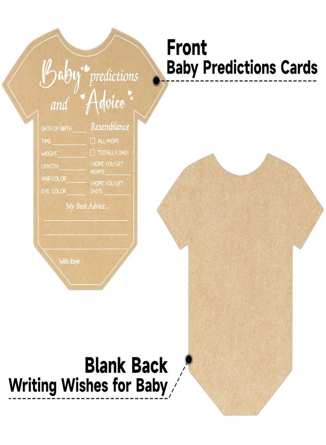 G2PLUS 50PCS Baby Advice Cards, Onesie Baby Shower Predictions and Advice Cards for Parents To Be, Wishes Card for New Parents, Gender Reveal Girls Boys Game Party Decorations(5.2x6in, Kraft, White) - Image 3