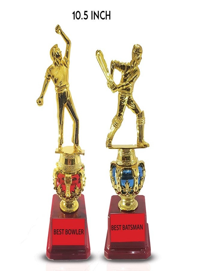 BAREEZE PURE 10.5 inch Batsman and Bowler Trophy for Cricket Tournament Trophy Cricket Trophy/Cricket Trophy - Image 2
