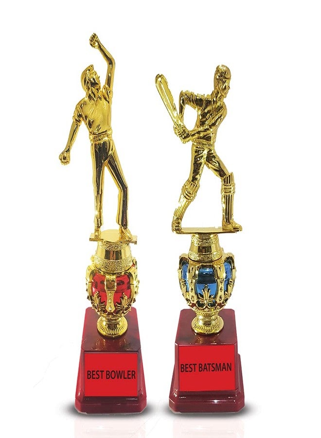 BAREEZE PURE 10.5 inch Batsman and Bowler Trophy for Cricket Tournament Trophy Cricket Trophy/Cricket Trophy - Image 1