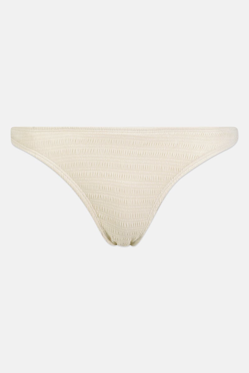 Billabong Women Ruched Pull On Bikini Bottom, Ivory - Image 1