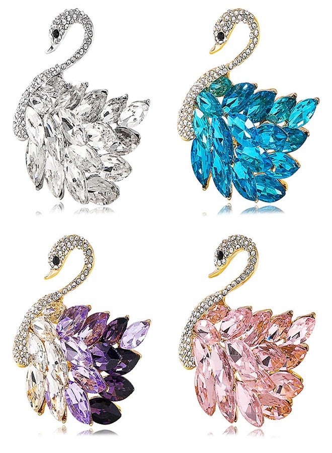 MXUHUI Elegant Rhinestone Swan Brooches Pin Crystal Swan Brooch Lapel Pins for Women Fashion (Pink) - Image 5