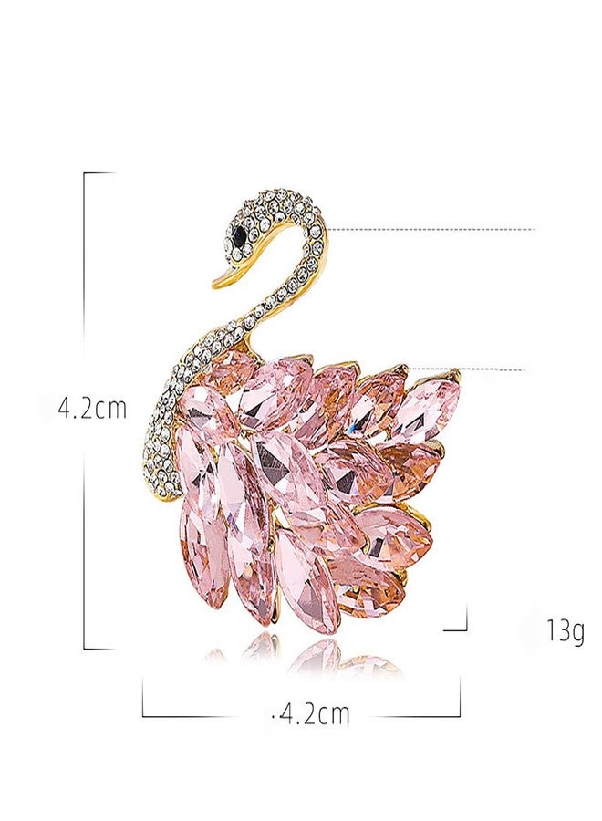 MXUHUI Elegant Rhinestone Swan Brooches Pin Crystal Swan Brooch Lapel Pins for Women Fashion (Pink) - Image 4