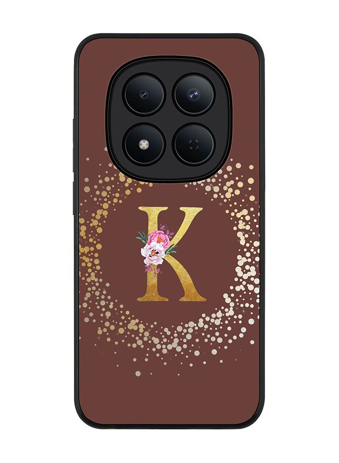 For Xiaomi Redmi Note 15 Pro 5G Case,Slim fit Camera Protection, Shockproof Thin Phone cover  - Custom Monogram Floral - K  (Brown )
