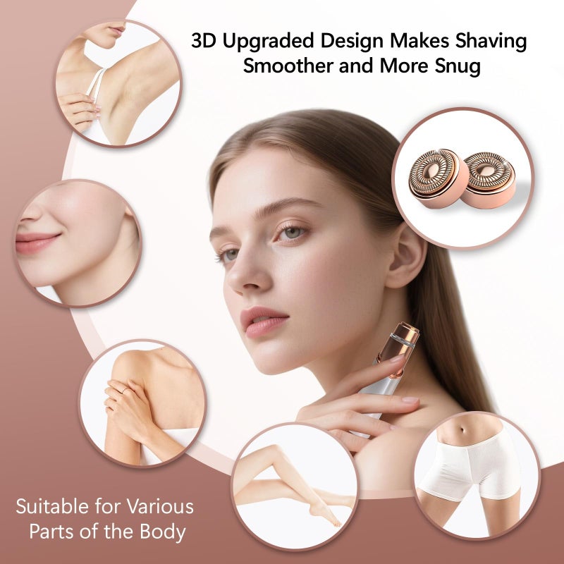 AIJALY Gen 2 Replacement Heads Compatible with Flawless Facial Hair Remover, Replacement Bladesï¼ŒRose Gold (4 Pcs) - Image 3