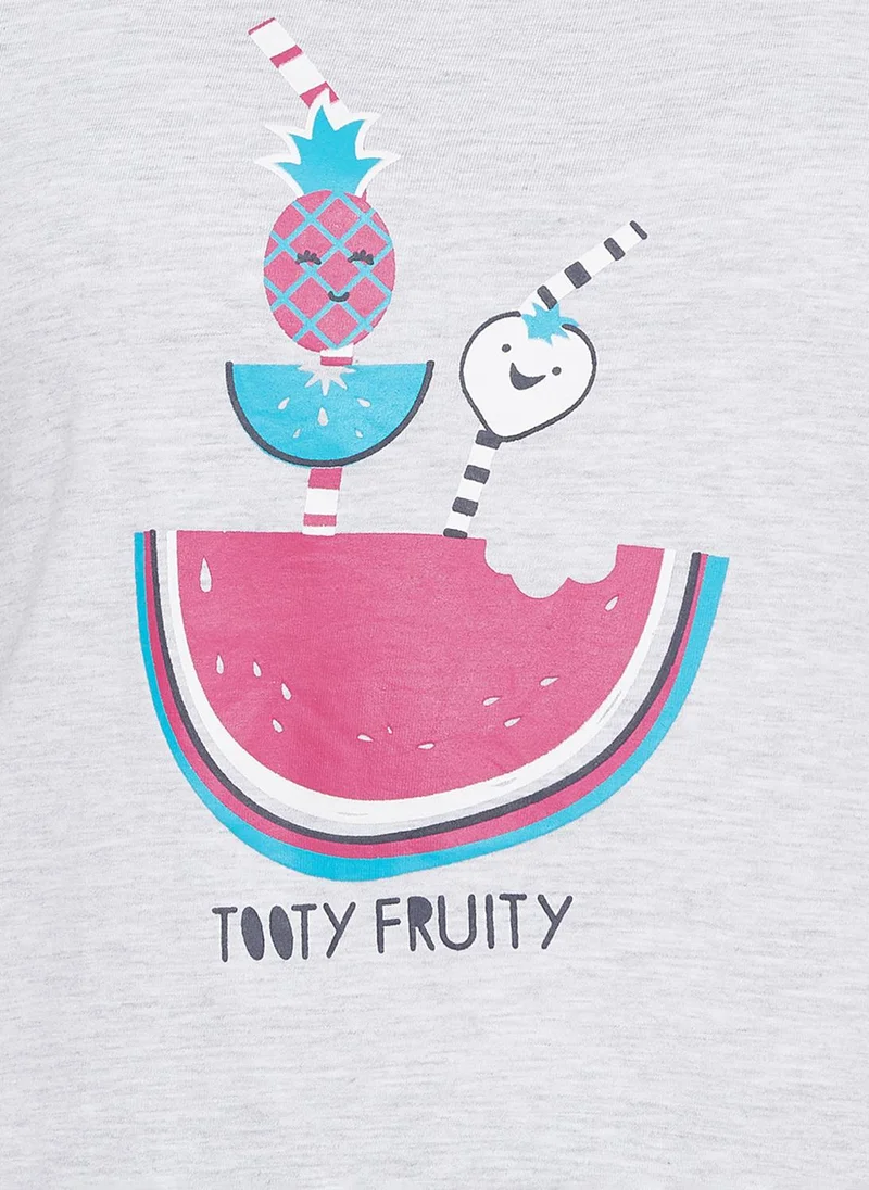 Clovia Grey Clovia Watermelon Print Top in Grey - 100% Cotton for Women | Best Price UAE