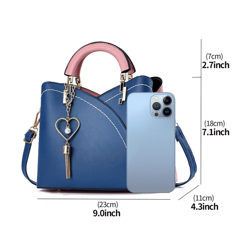 Xiaoyu Small Purses and Handbags for Women Fashion Crossbody Bag Lightweight Girls Shoulder Bag Top Handle Satchel Purse (Dark Blue) - Image 4